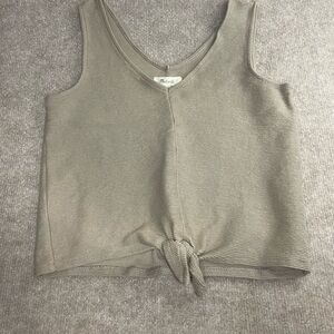 Madewell Textured Taupe V-Neck Top